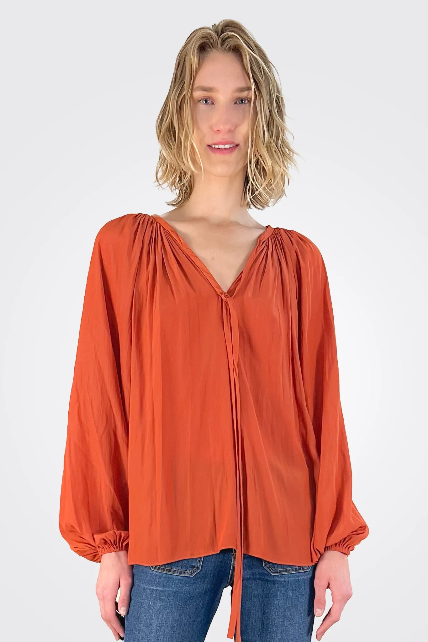 Paris Long Sleeve Top - Burnt Rust