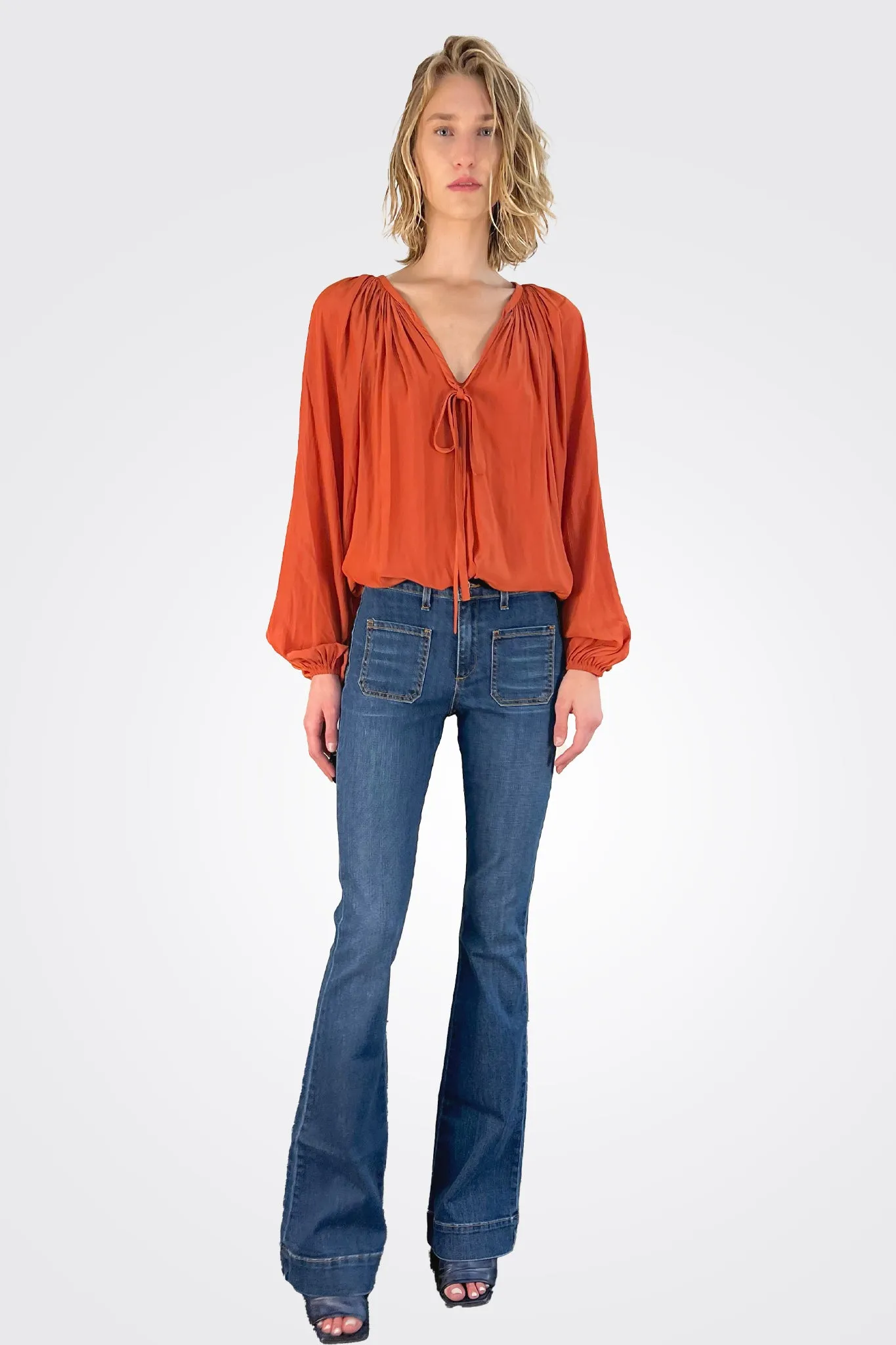 Paris Long Sleeve Top - Burnt Rust