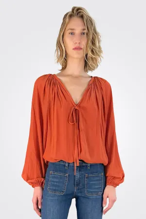 Paris Long Sleeve Top - Burnt Rust