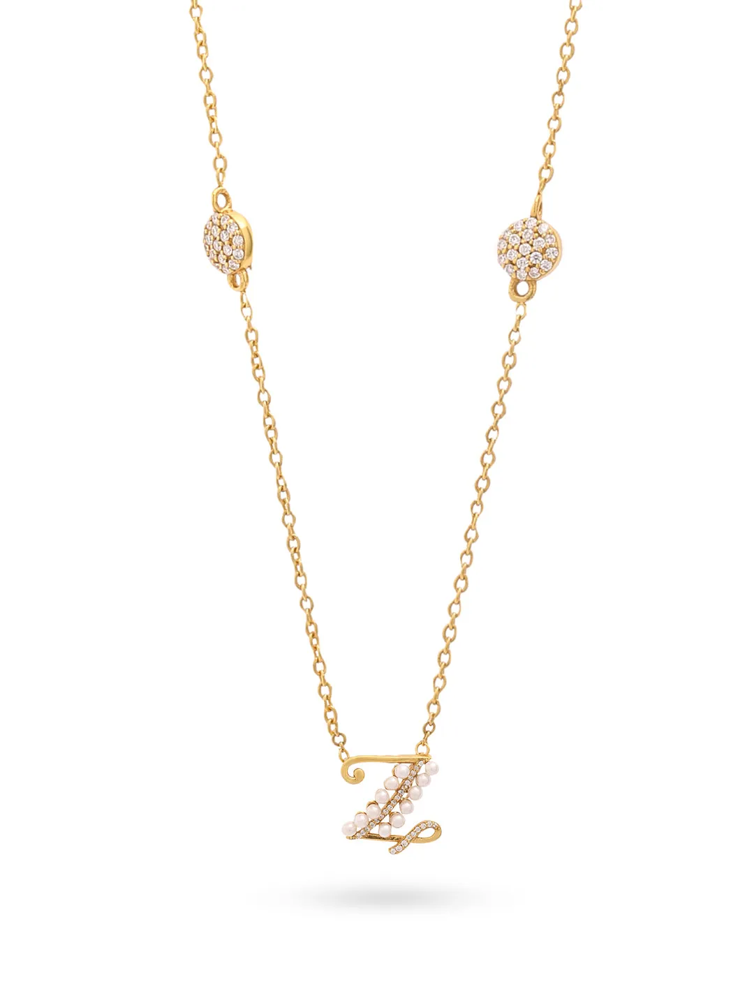 Pearl Gold-plated Shimmering 'Z' Alphabet 925 Sterling Silver Pendant For Women
