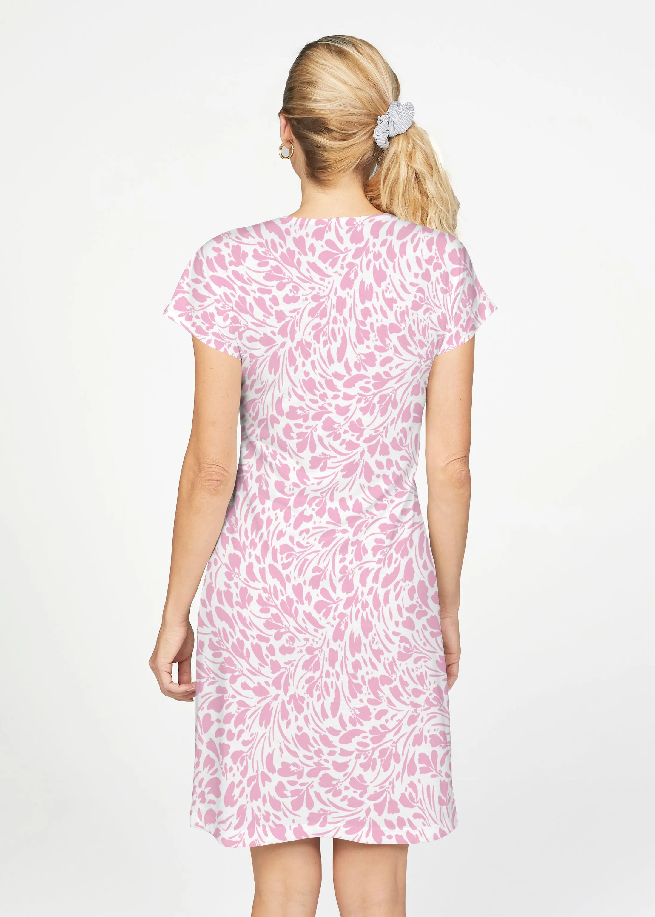 Pebble Dots Pink (7938) ~ French Terry Short Sleeve Crew Dress