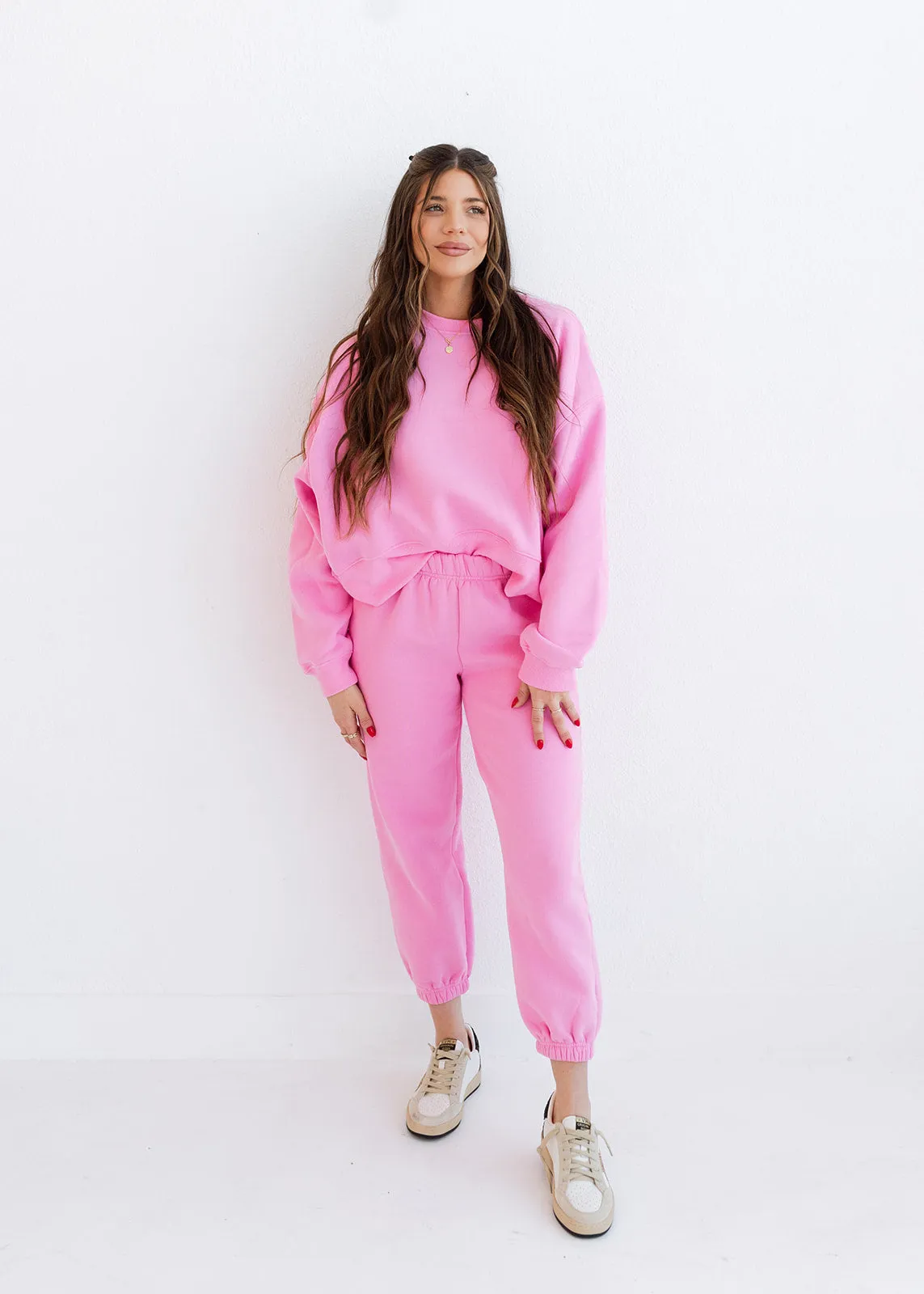 Pink Dropped Shoulder Sweatshirt