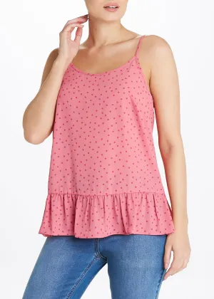 Pink Spot Peplum Cami Top