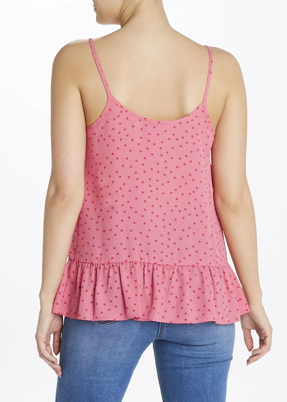 Pink Spot Peplum Cami Top