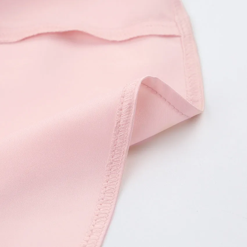 Pink V-neck Lantern Sleeve Single-breasted Skater Party Mini Dresses