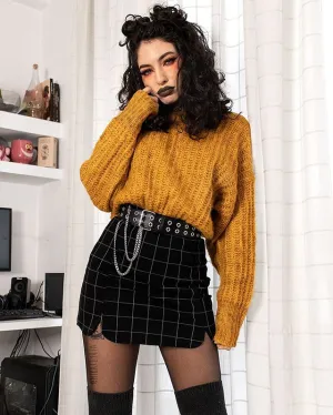 Plaid Petals Hip Short Skirt KF50523