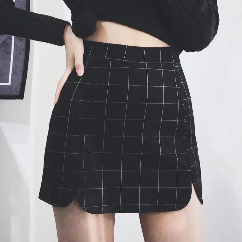 Plaid Petals Hip Short Skirt KF50523