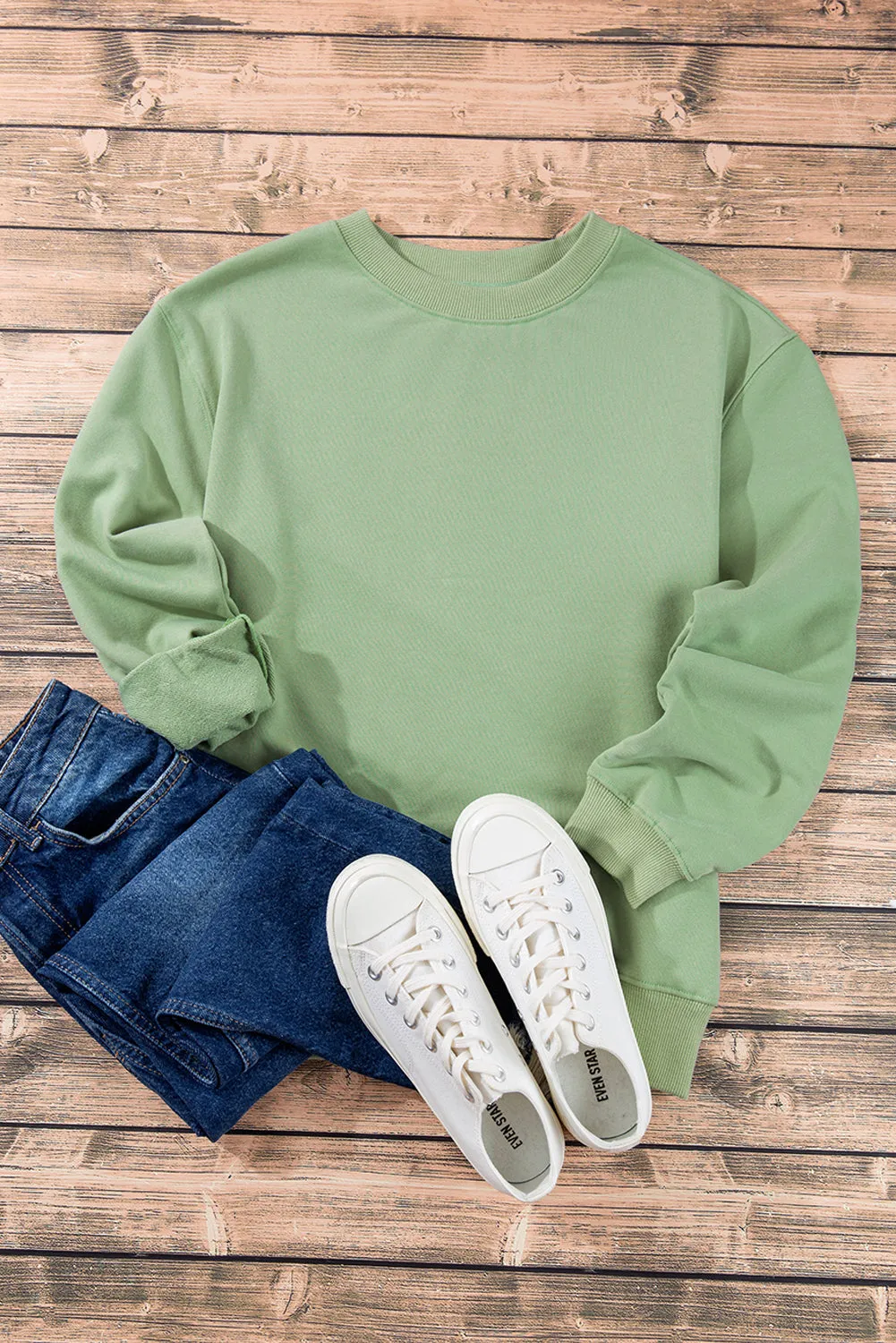Plain Drop Shoulder Pullover Sweatshirt