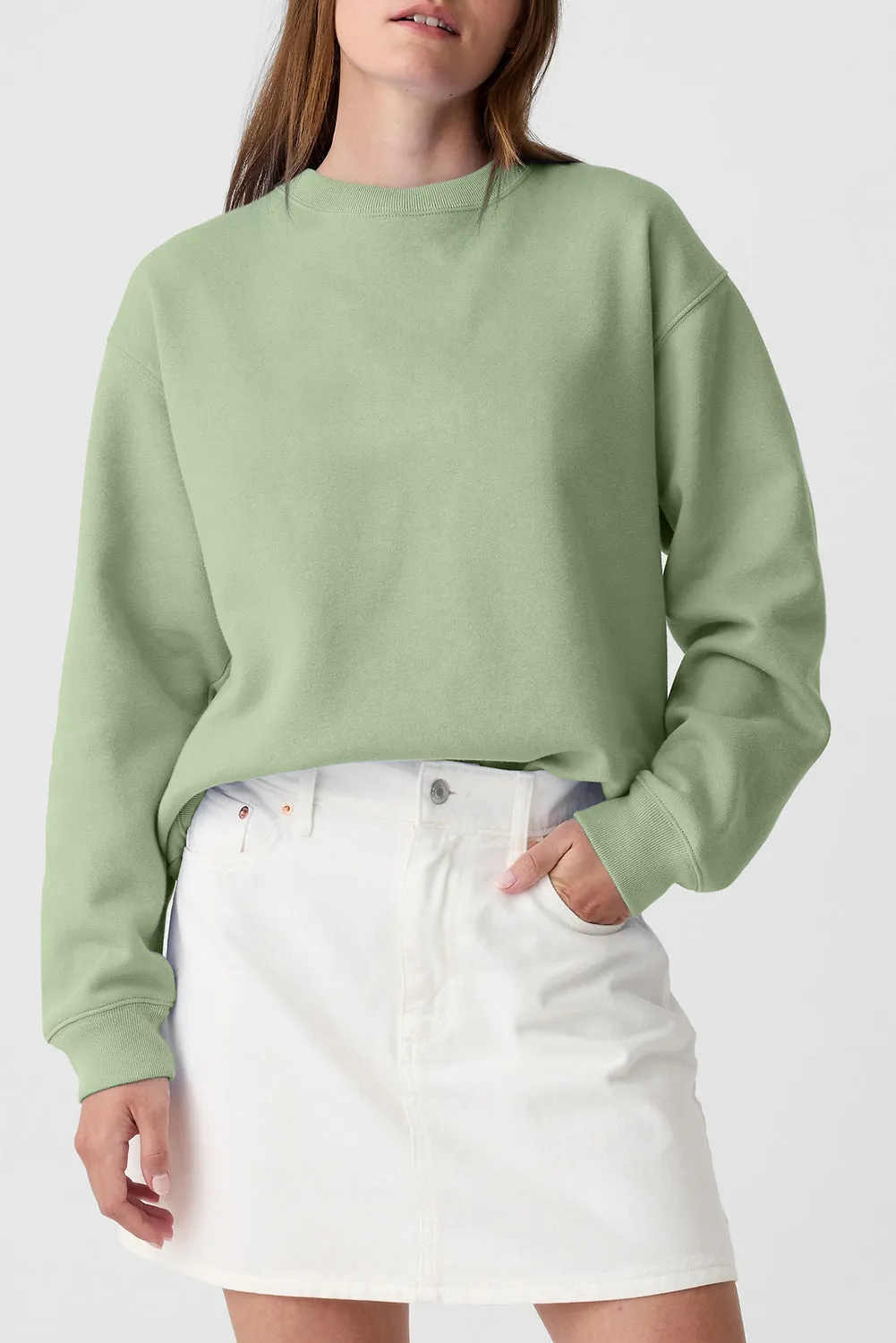 Plain Drop Shoulder Pullover Sweatshirt