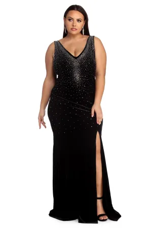 Plus Leanna Formal Charming Heat Stone Dress