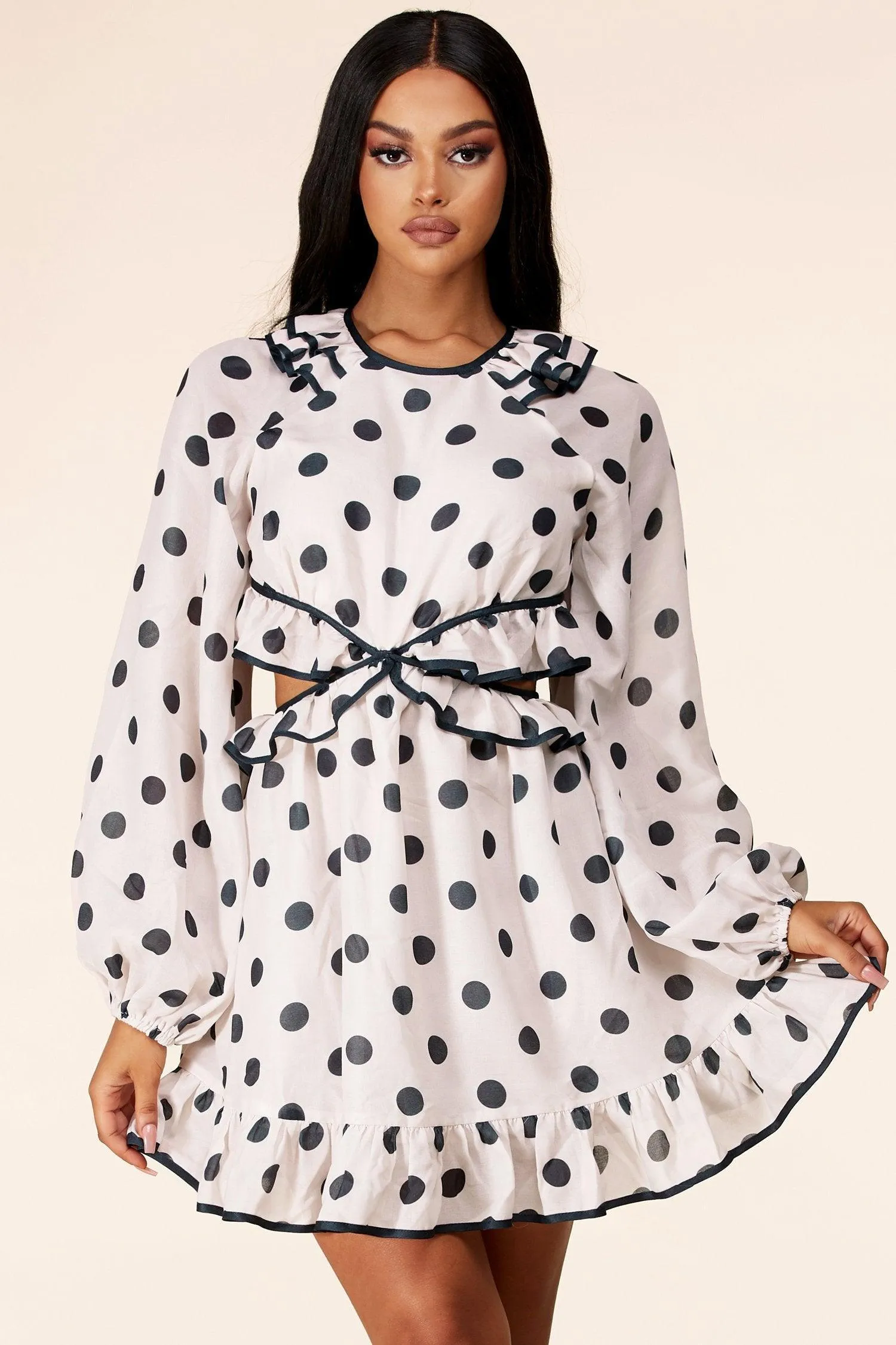 Poka dot mini dress with open sides