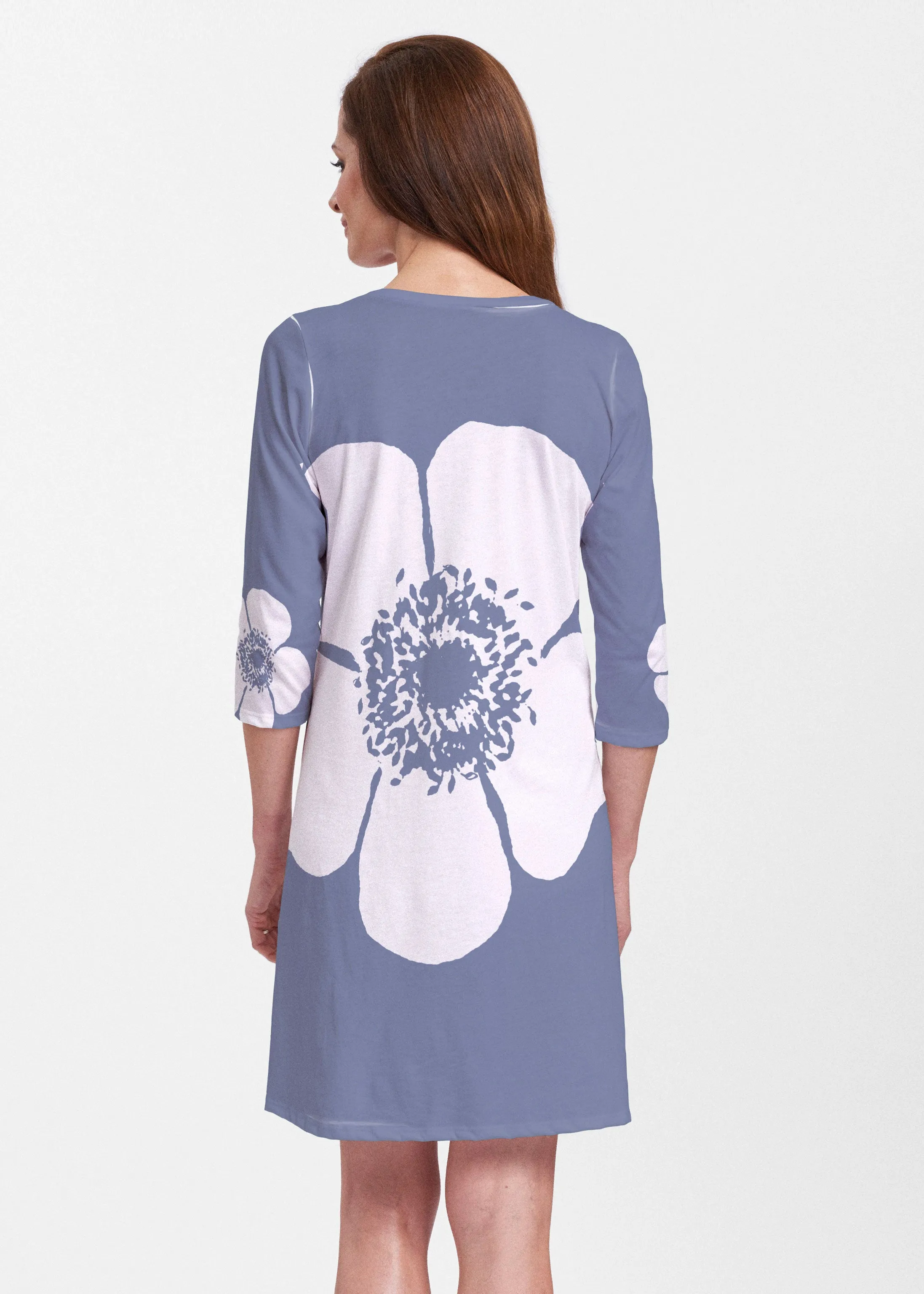 Poppy Navy (7013) ~ Classic V-neck Swing Dress