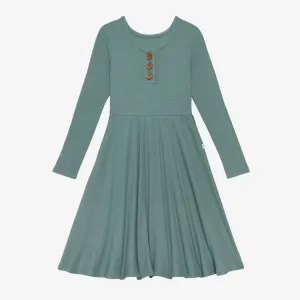 Posh Peanut Arctic Waffle L/S Henley Twirl Dress