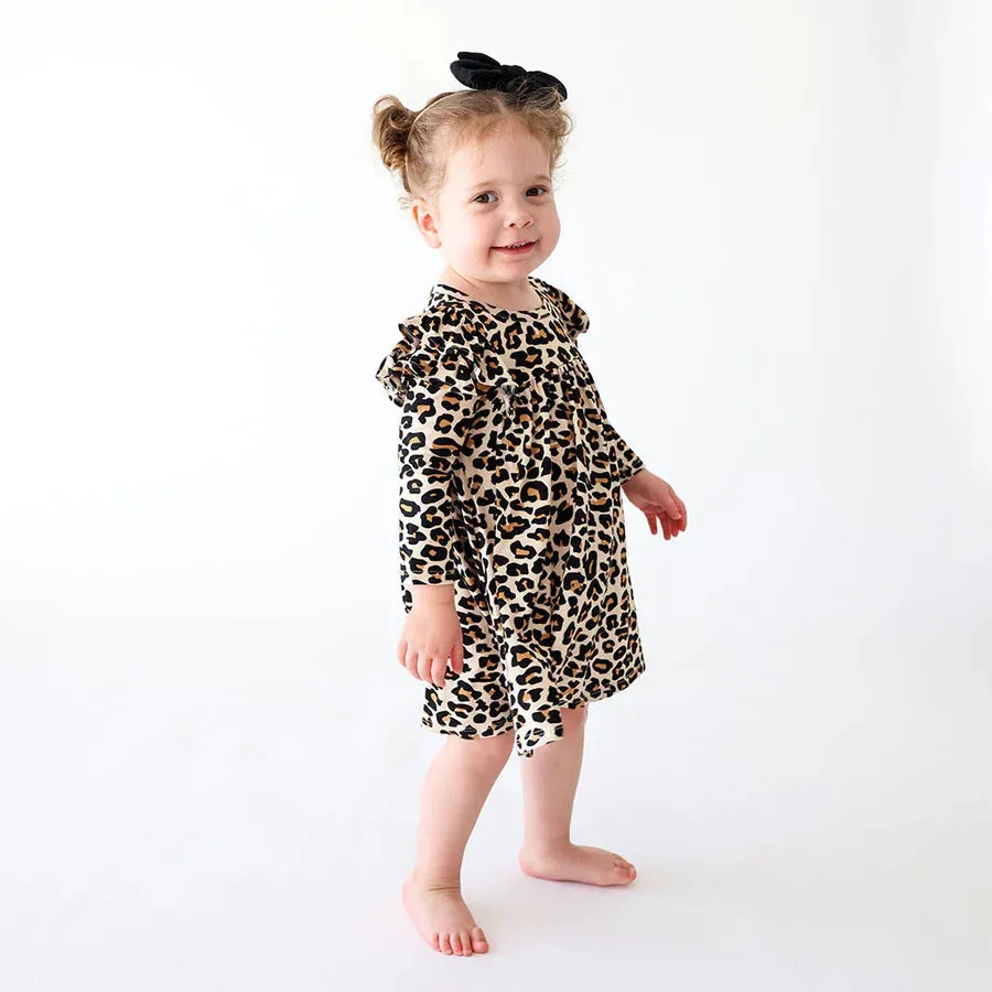 Posh Peanut Lana Leopard 3/4 Sleeve Flutter Dress