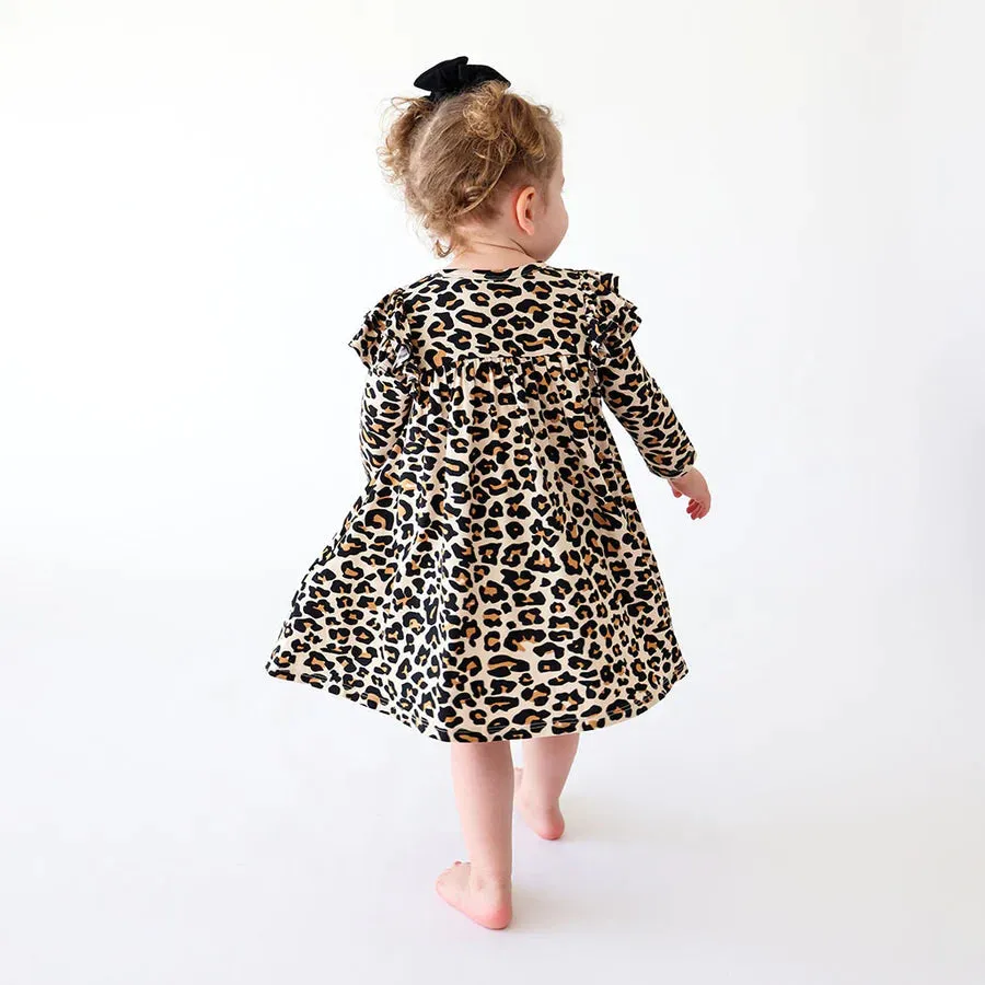 Posh Peanut Lana Leopard 3/4 Sleeve Flutter Dress