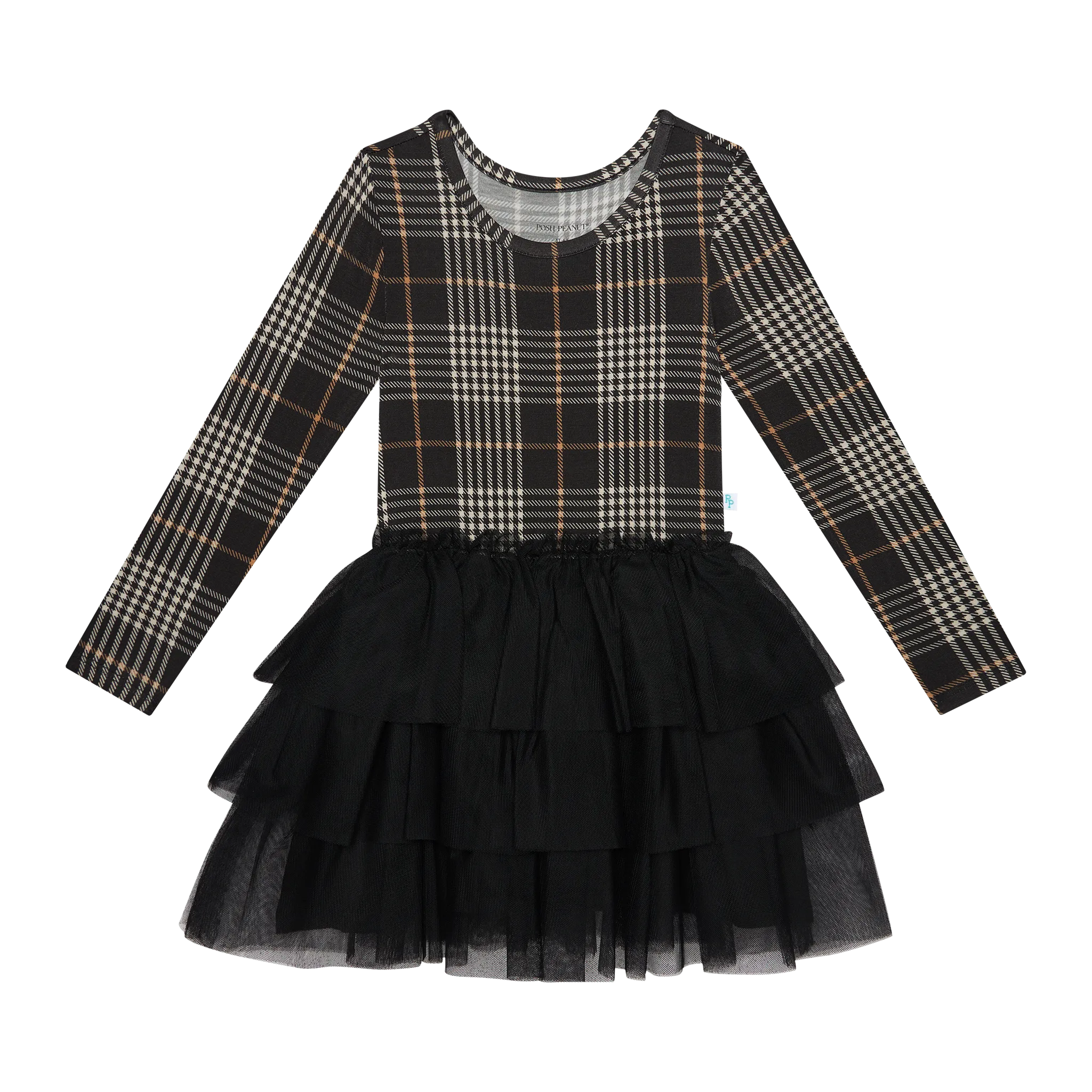 Posh Peanut Long Sleeve Girls Tulle Dress in Sanders