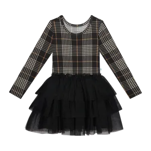 Posh Peanut Long Sleeve Girls Tulle Dress in Sanders