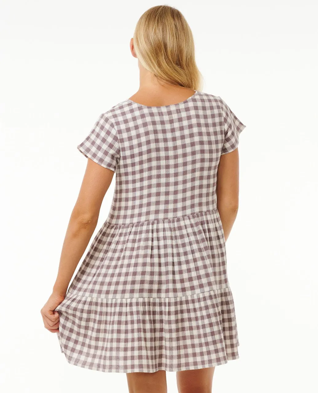 PREMIUM SURF CHECK DRESS - EGG PLANT