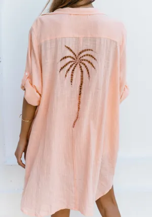 PRESALE 3 Palms Shirt Dress - Grapefruit