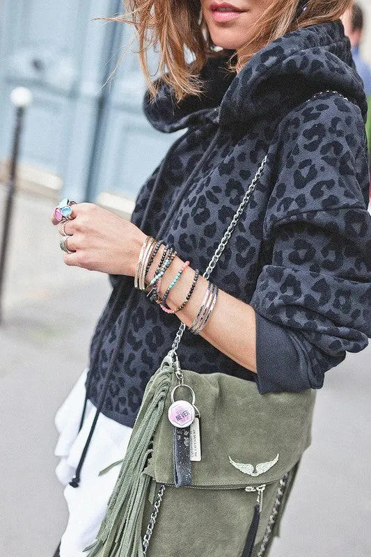 PRETTY LEOPARD CROPPED HOOODIE