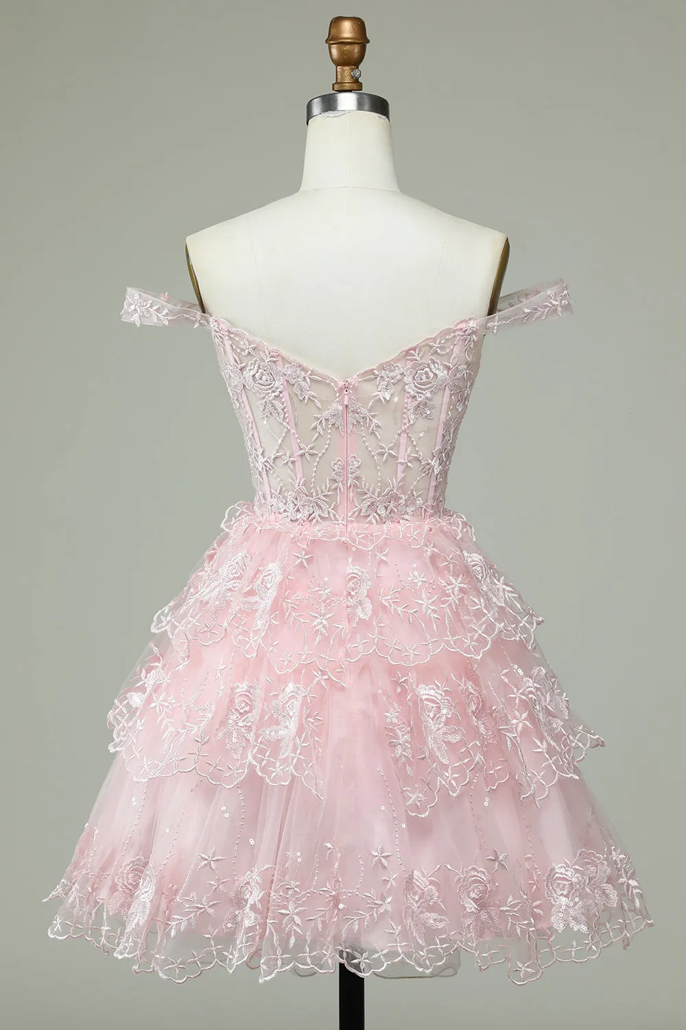 Princess A Line Corset Tiered Purple Short Homecoming Dress with Lace