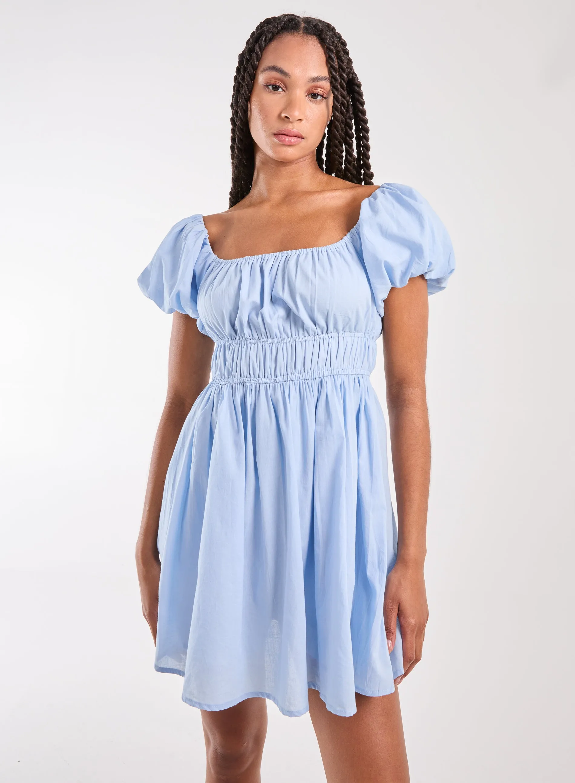 Puff Sleeve Mini Dress with Shorts