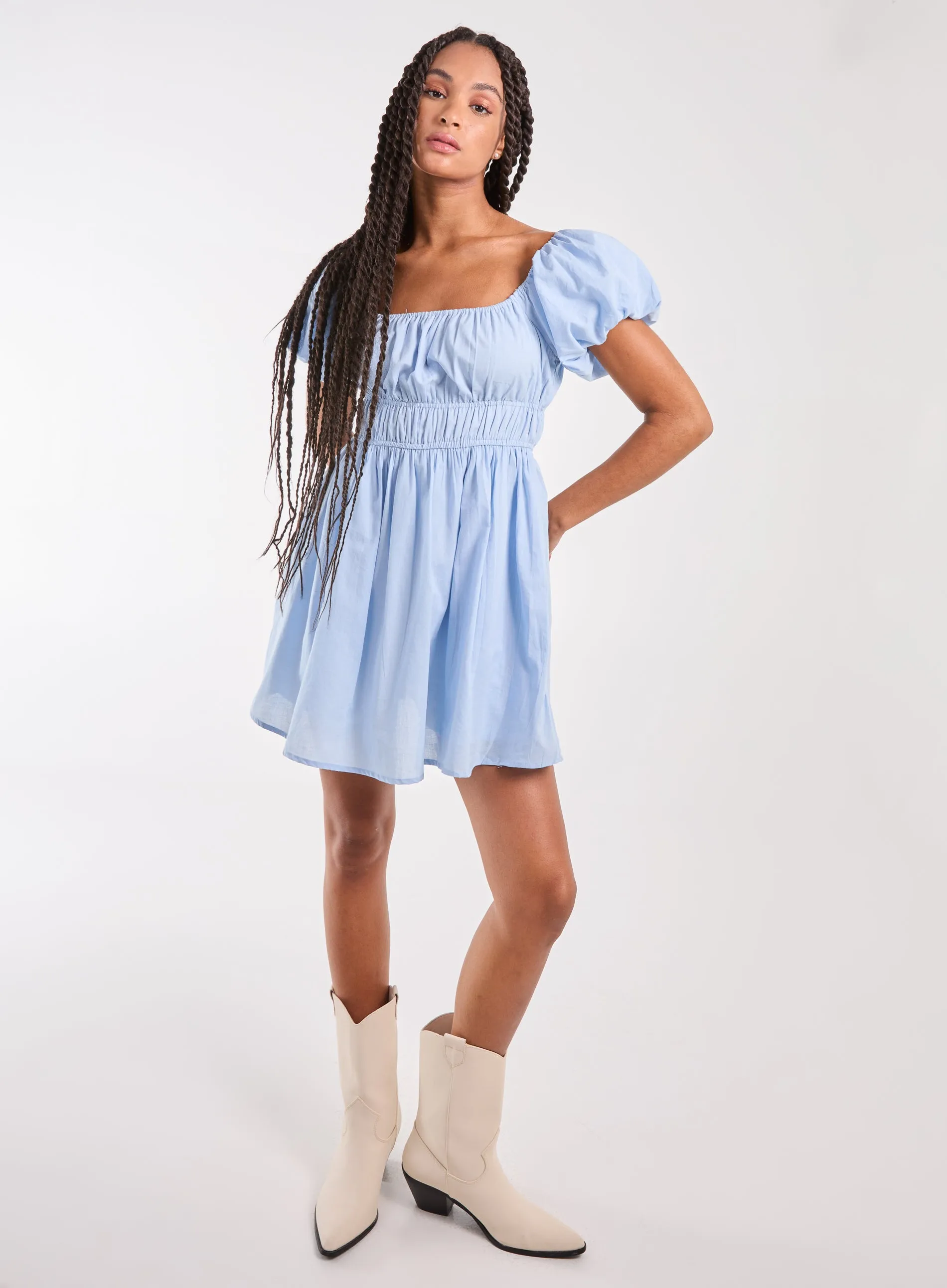 Puff Sleeve Mini Dress with Shorts