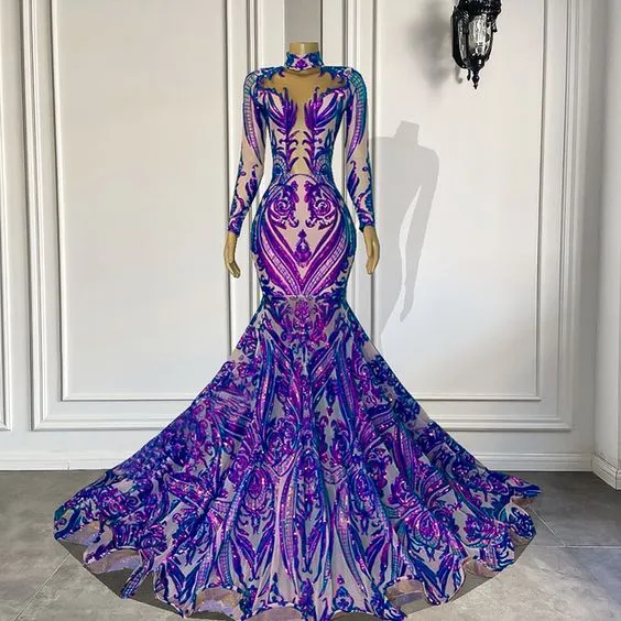 Purple prom dresses, mermaid prom dresses, 2022 evening dresses, hand made flowers prom dresses, custom make formal dresses, new arrival evening dresses, sparkly evening gowns,DS4919