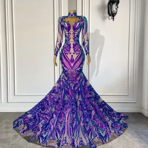 Purple prom dresses, mermaid prom dresses, 2022 evening dresses, hand made flowers prom dresses, custom make formal dresses, new arrival evening dresses, sparkly evening gowns,DS4919