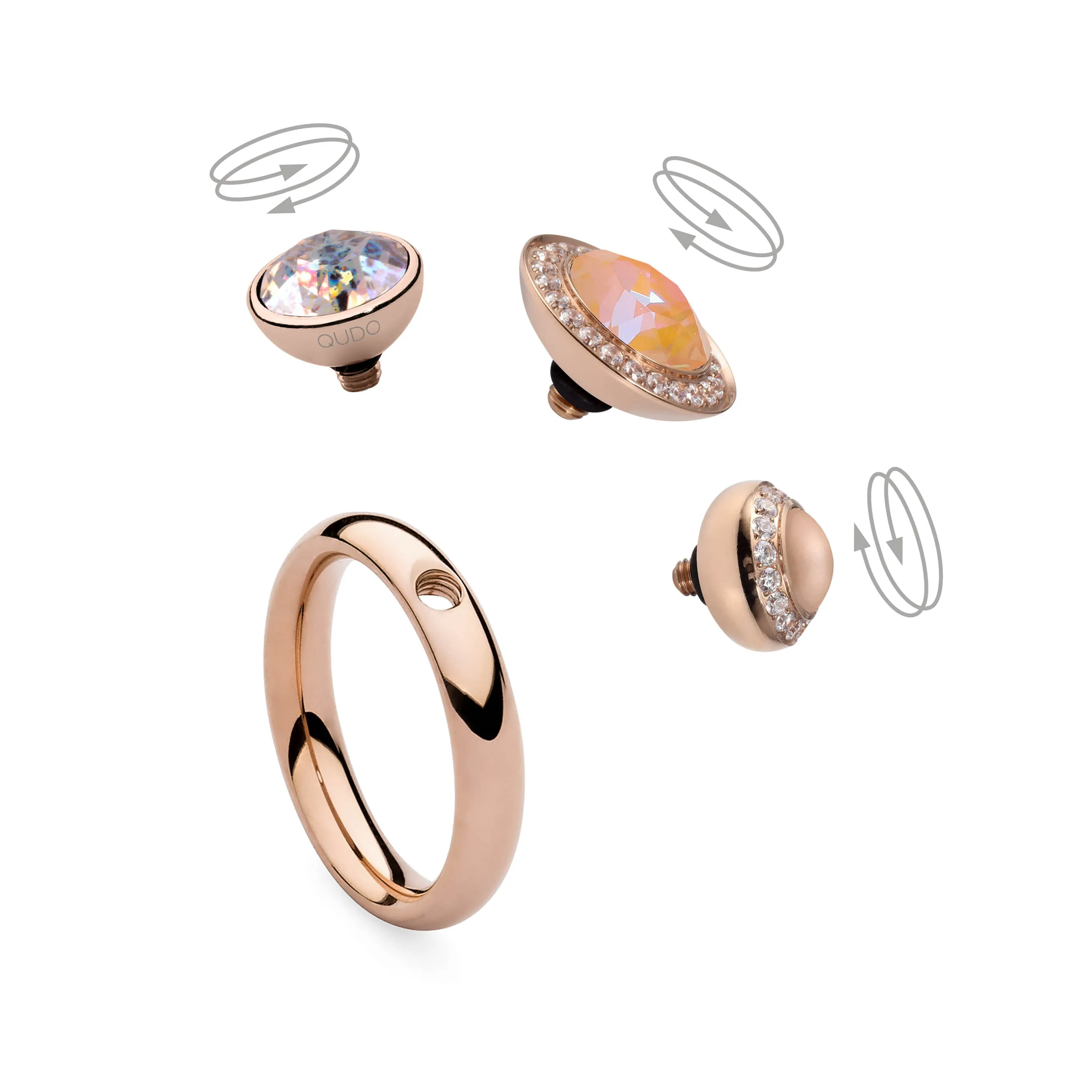 Qudo Tondo Deluxe 13mm Rose Gold Topper - Light Siam