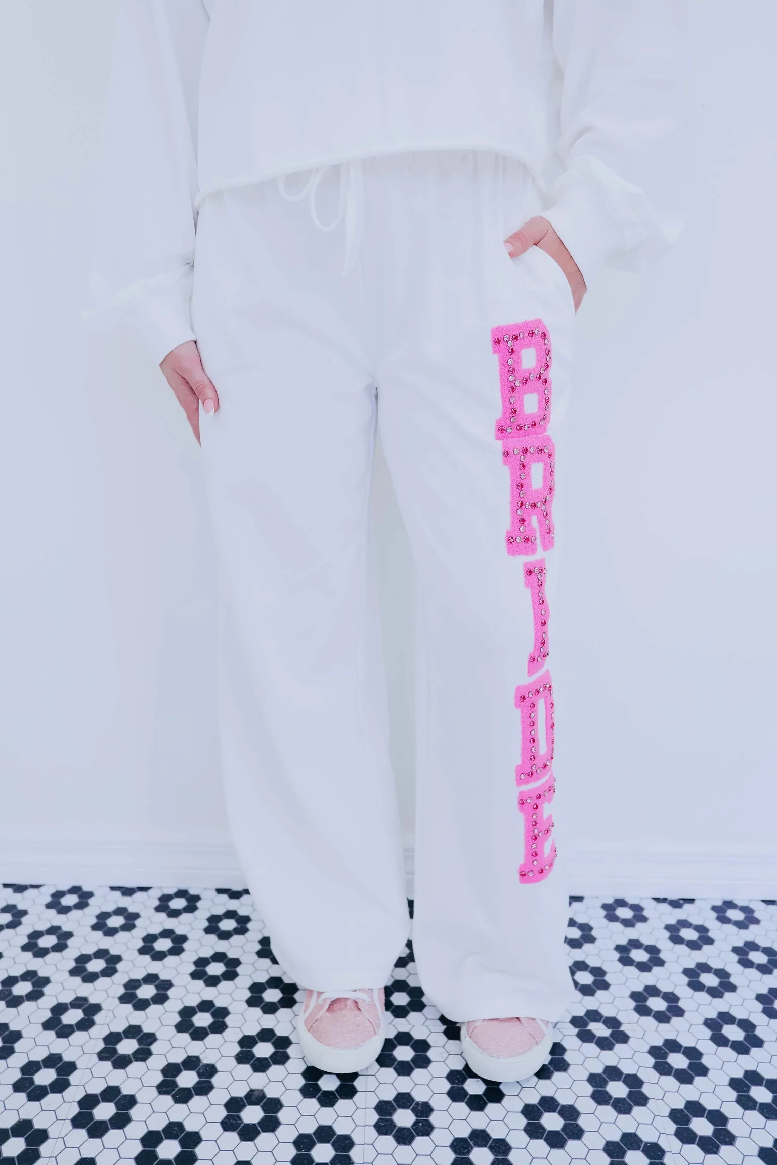 "Bride" Embroidered Sweatpants - Comfy Fabric