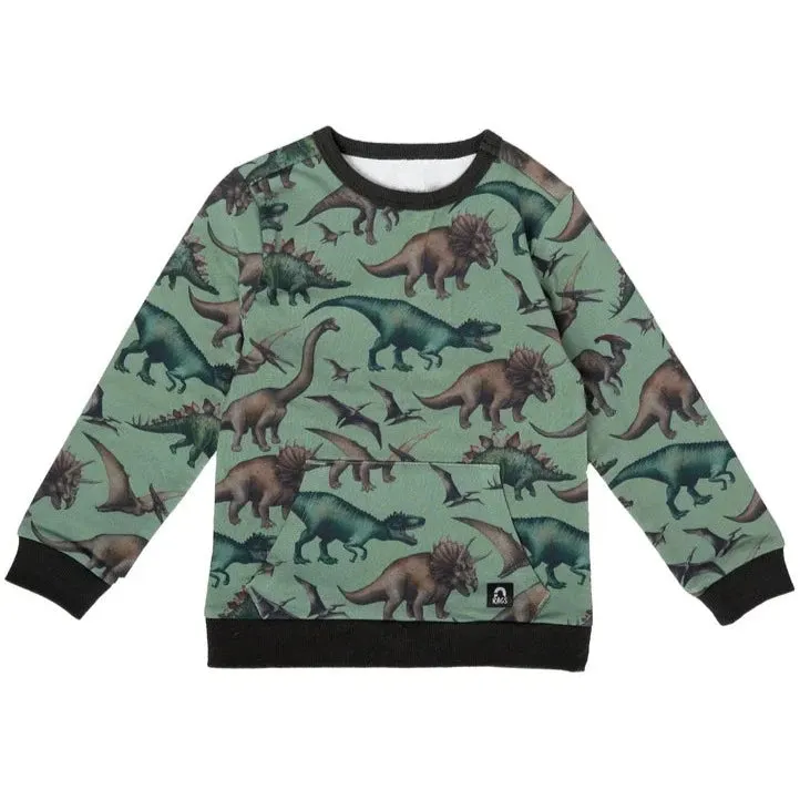 RAGS Kids Pocket Sweatshirt - Dinos - Green
