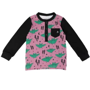 RAGS L/S Henley Pocket Kids Tee - Bats