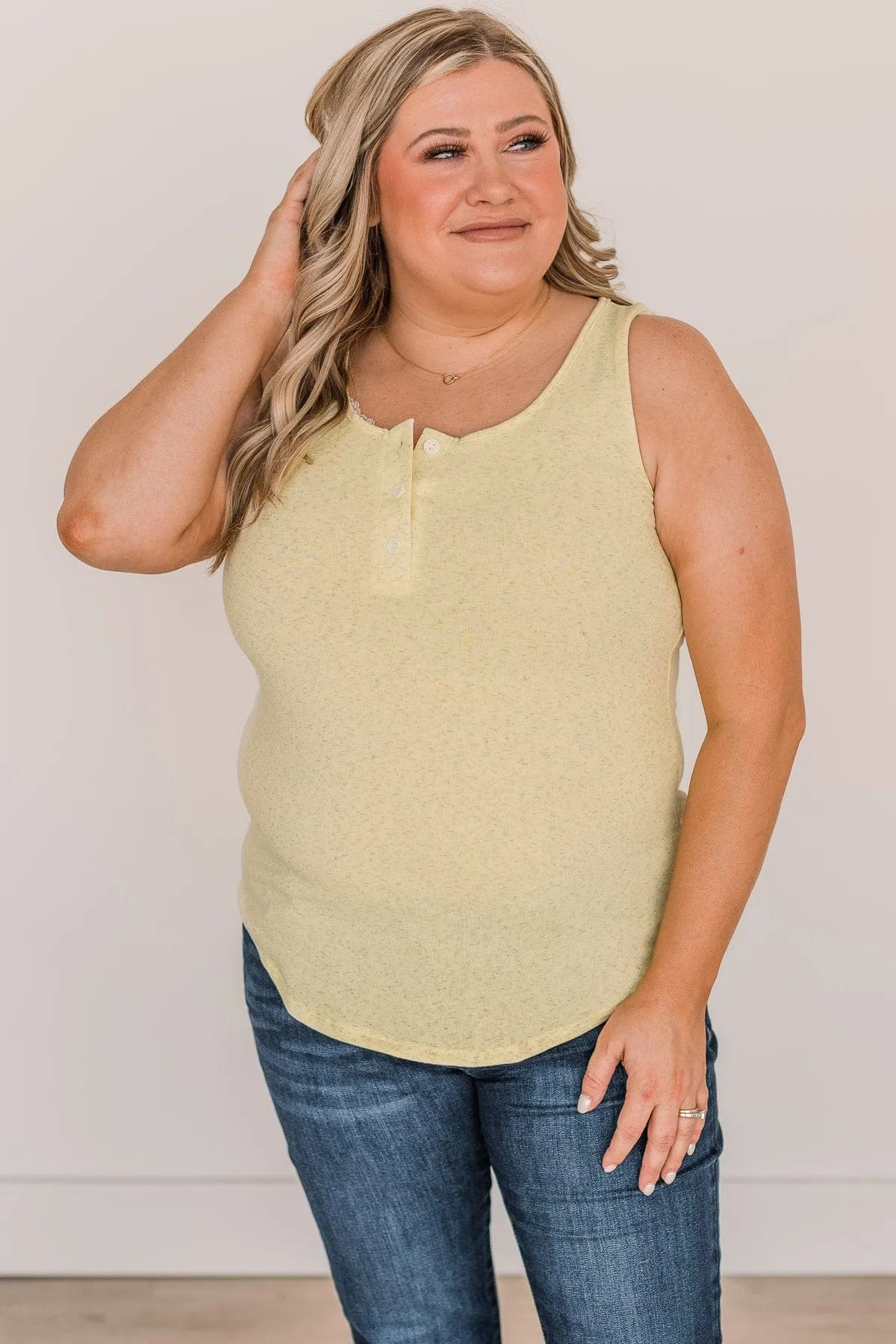 Ray Of Light Button Tank Top- Yellow