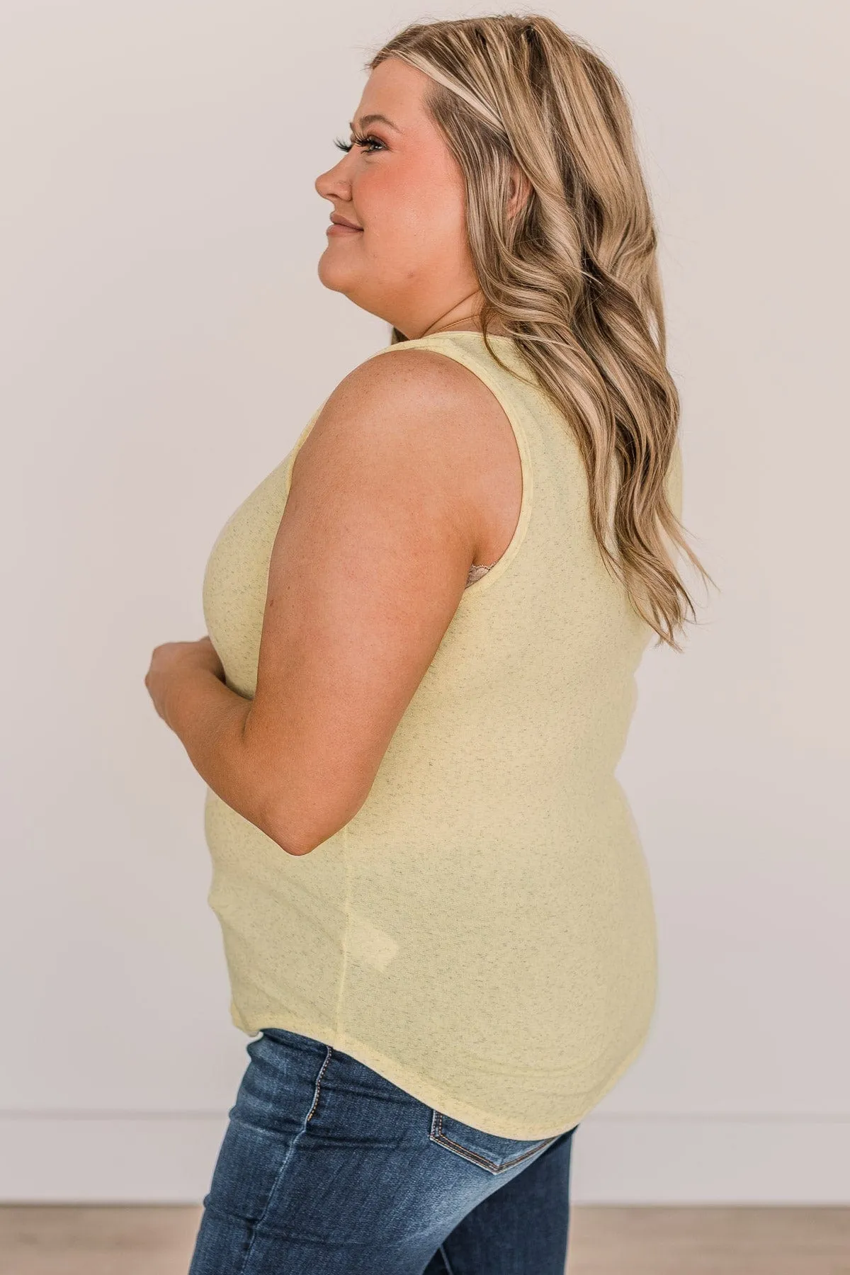 Ray Of Light Button Tank Top- Yellow