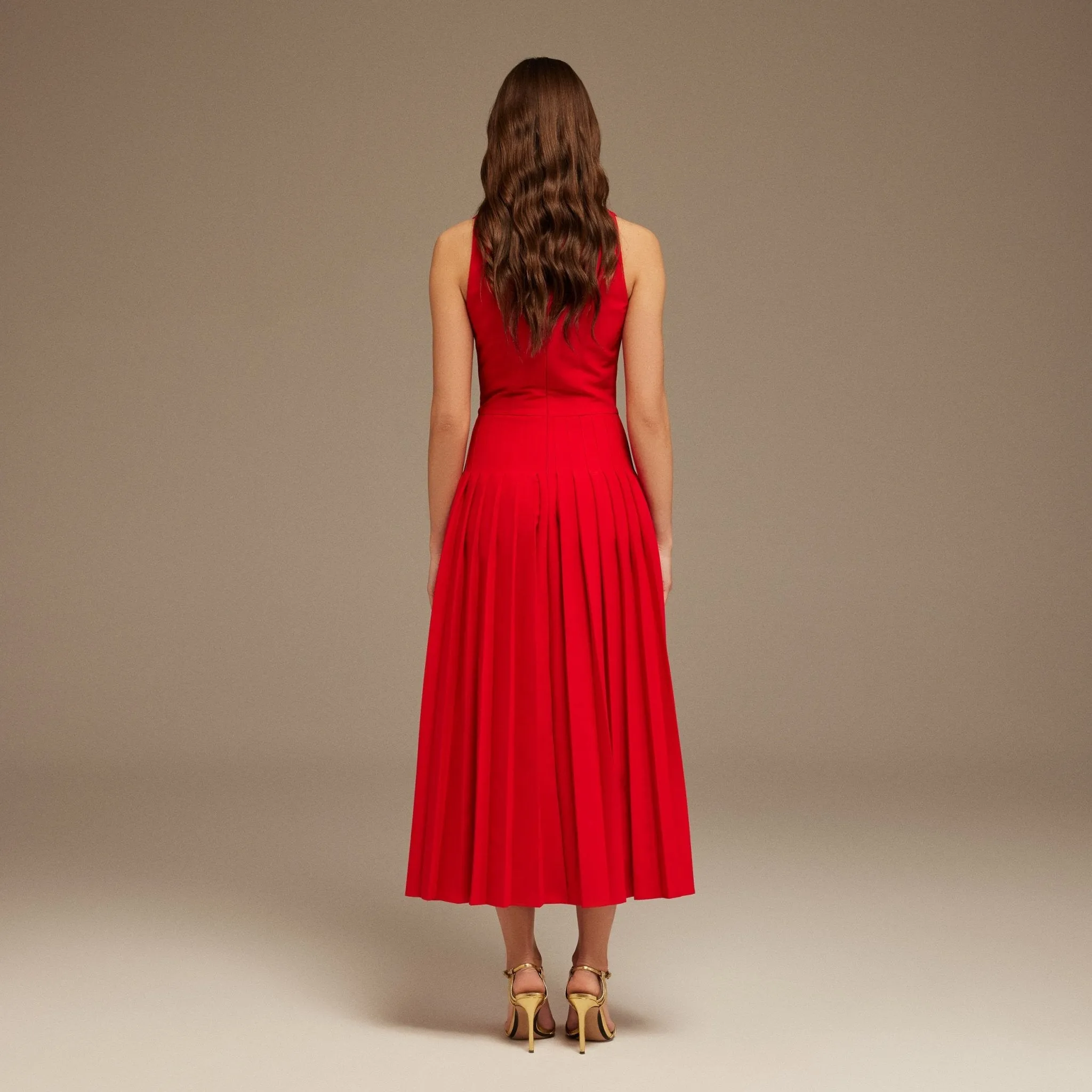 Red Drape Halter Neck Maxi Dress