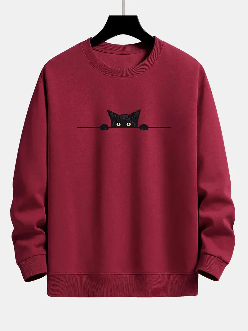 Relaxed Noah Sweatshirt Featuring a Black Cat Design