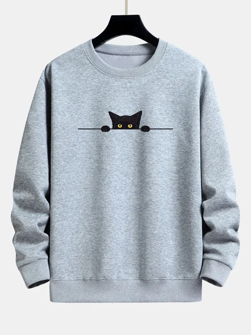 Relaxed Noah Sweatshirt Featuring a Black Cat Design