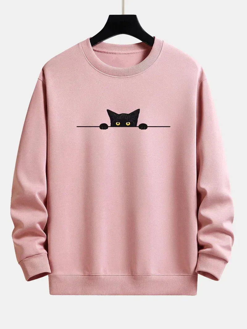 Relaxed Noah Sweatshirt Featuring a Black Cat Design