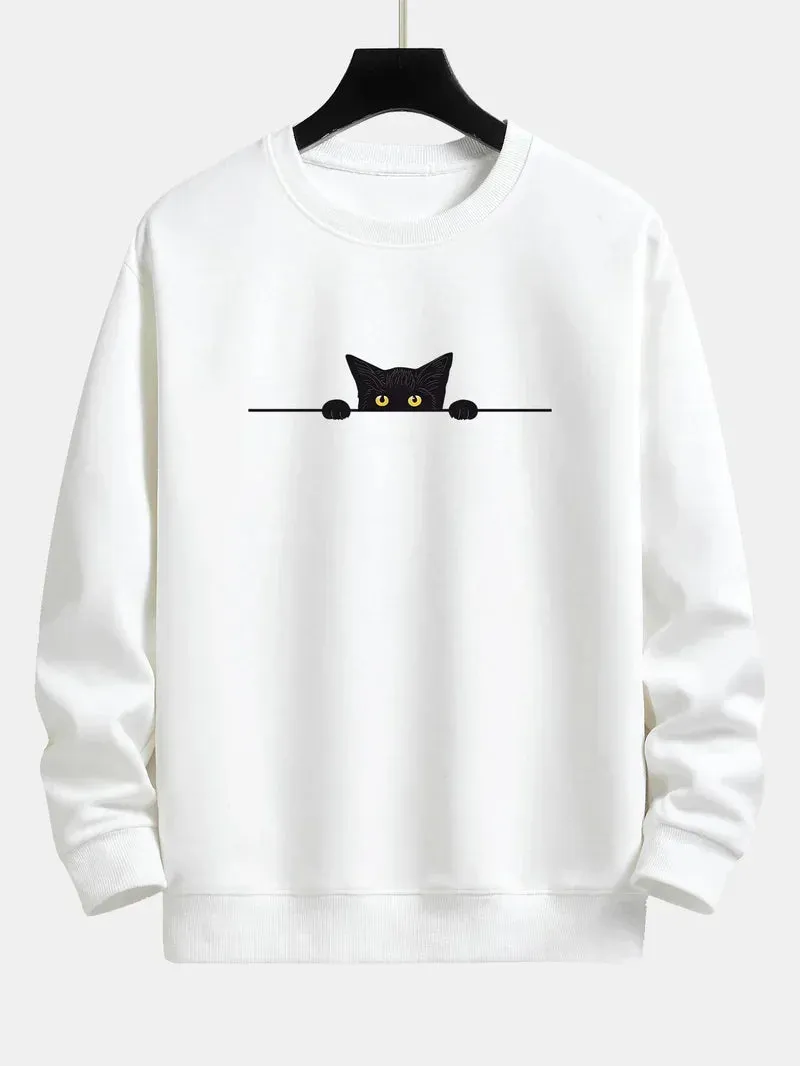 Relaxed Noah Sweatshirt Featuring a Black Cat Design