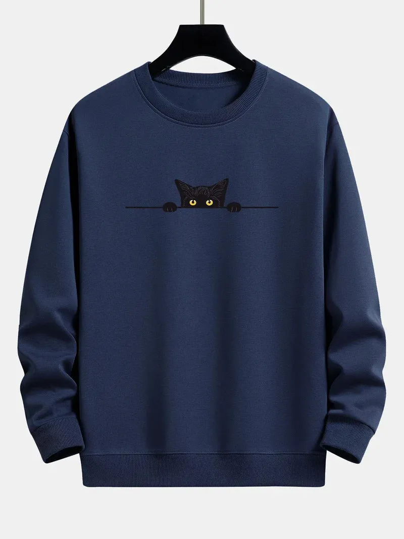 Relaxed Noah Sweatshirt Featuring a Black Cat Design