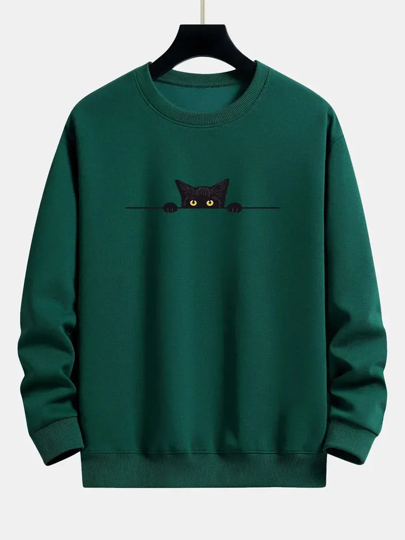 Relaxed Noah Sweatshirt Featuring a Black Cat Design