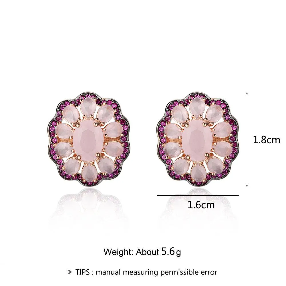 Romantic 925 Silver Stud Earrings Pink Daisy Earrings For Women Girl Trendy Jewelry Anniversary Gift