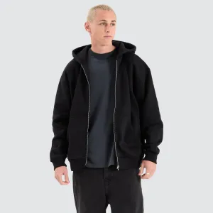Rosthern Relaxed Zip Through Hoodie Jet Black