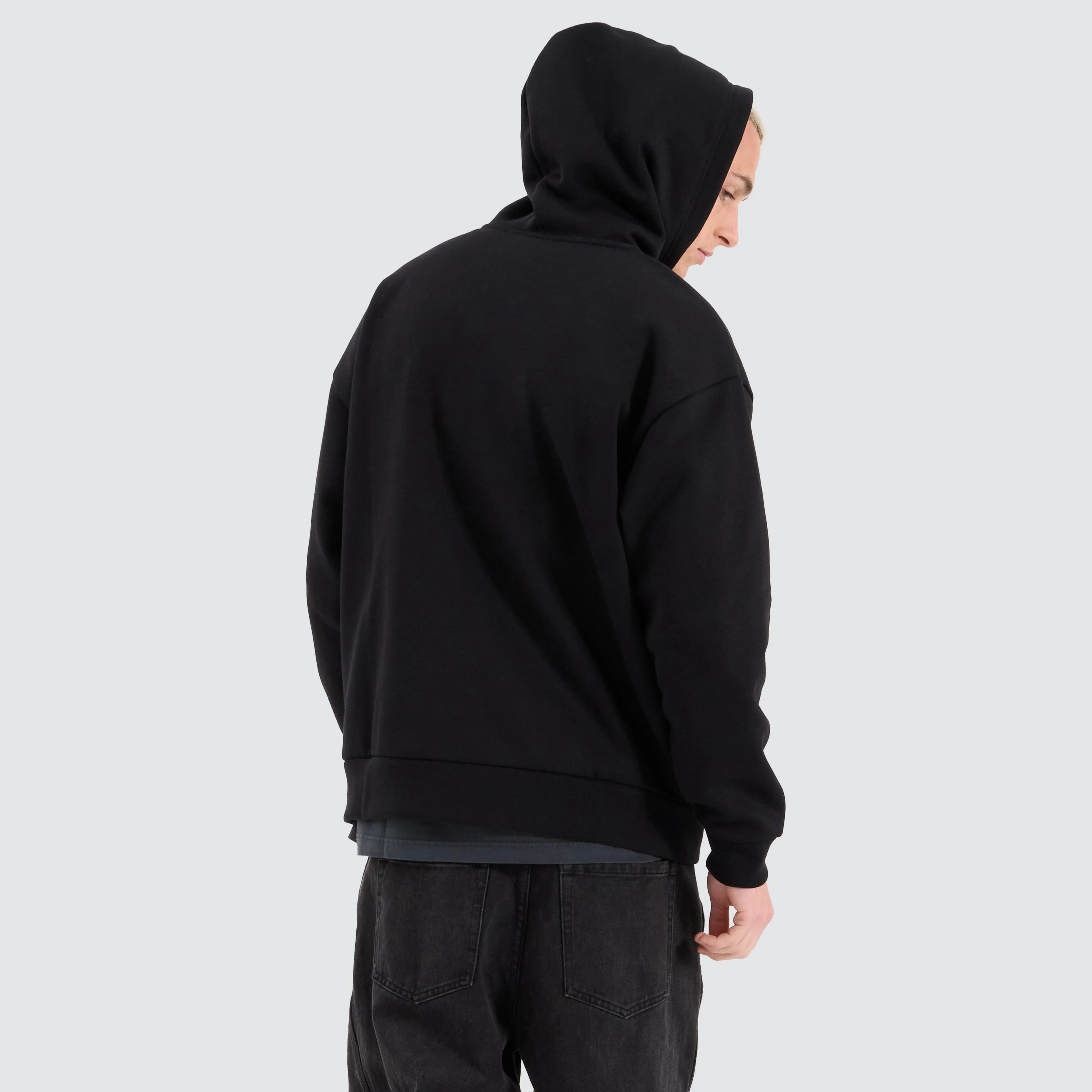 Rosthern Relaxed Zip Through Hoodie Jet Black