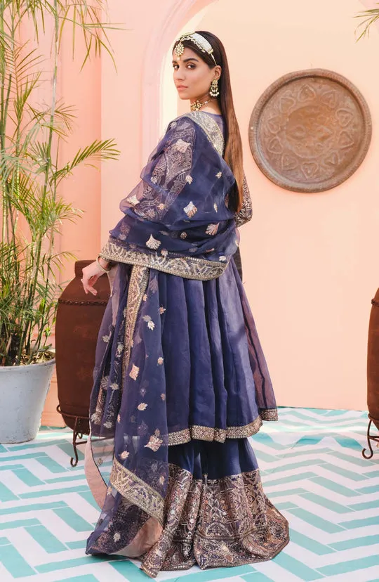 Royal Blue Heavily Embellished Pakistani Kurti Sharara Wedding Dress