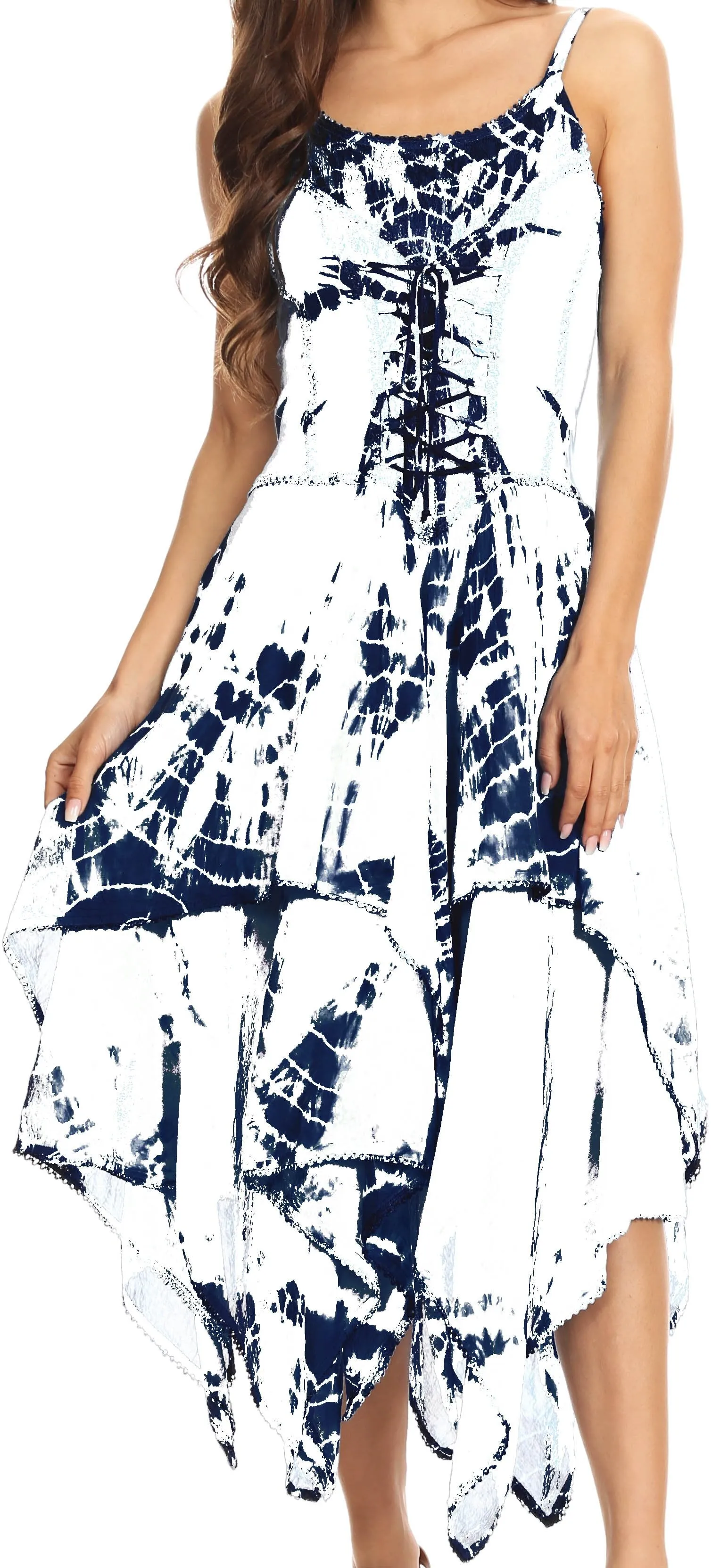 Sakkas Annabella Corset Bodice Handkerchief Hem Dress