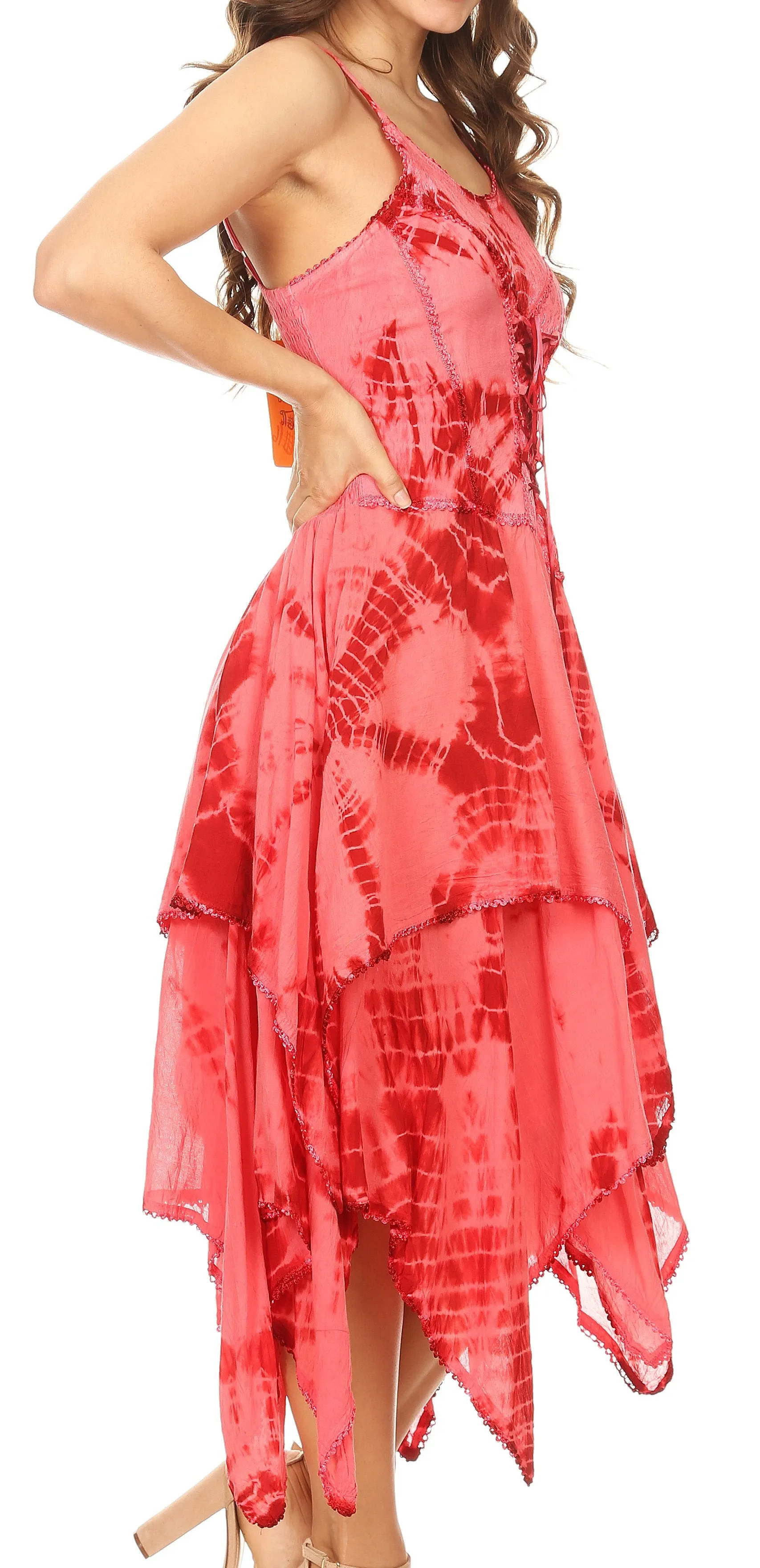 Sakkas Annabella Corset Bodice Handkerchief Hem Dress