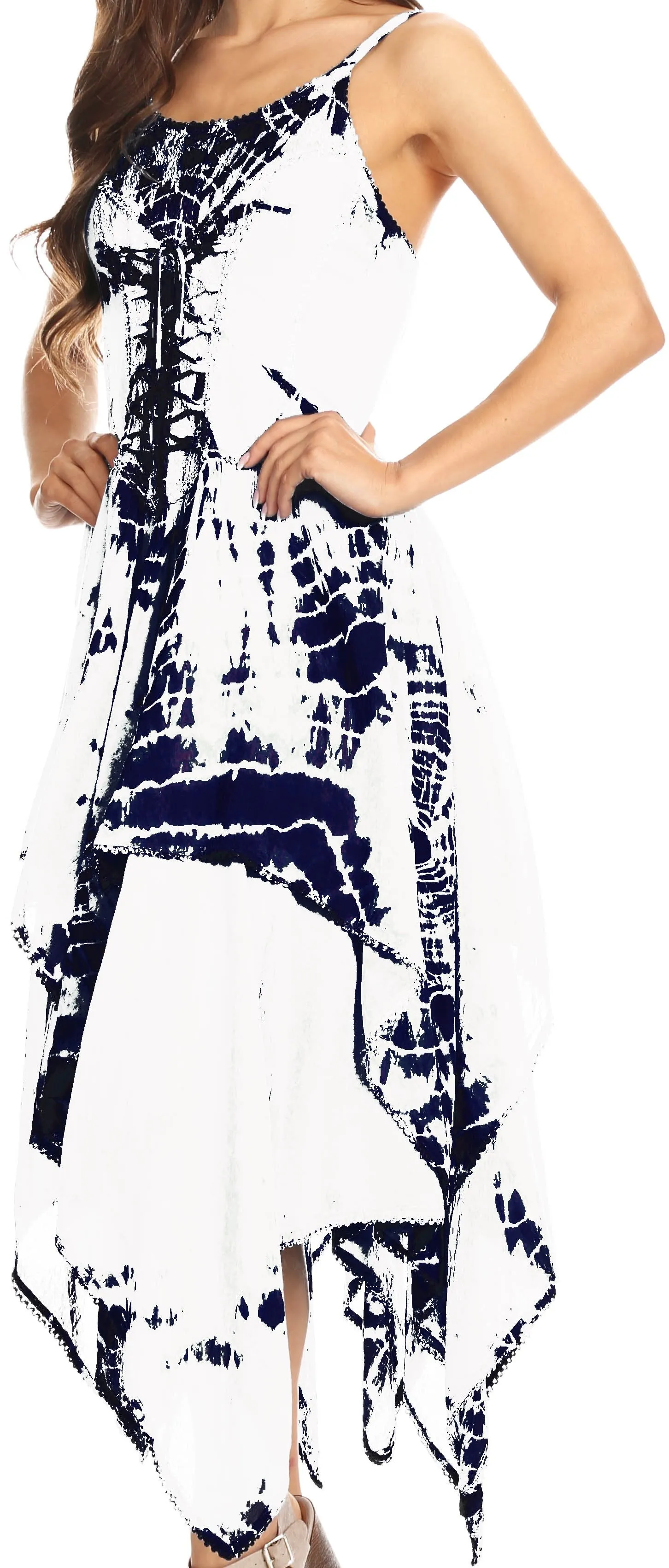 Sakkas Annabella Corset Bodice Handkerchief Hem Dress