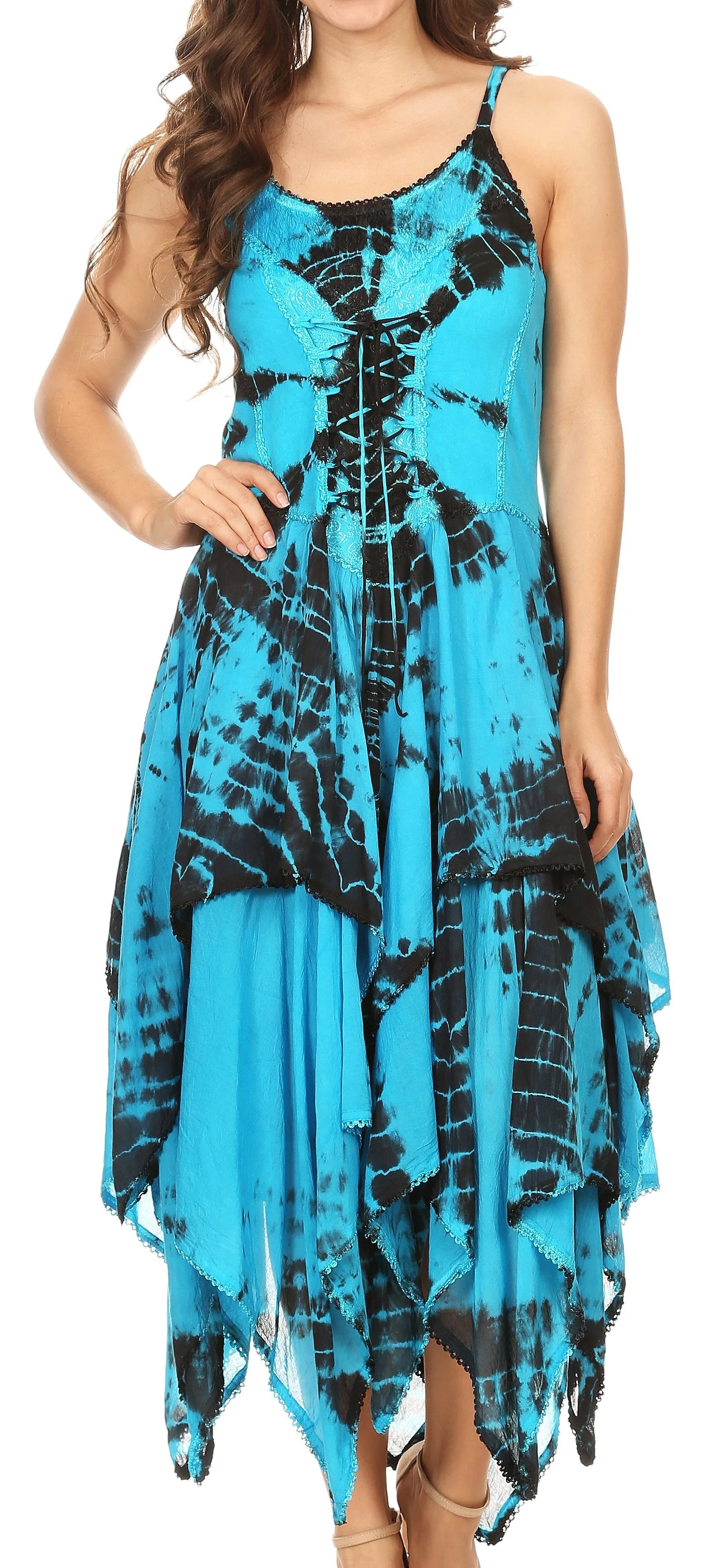 Sakkas Annabella Corset Bodice Handkerchief Hem Dress